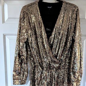 Hancy BNWT Gold Sequence Romper Size Large